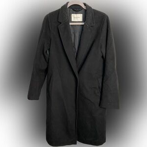 Babaton black single breasted long wool and cashmere blend coat